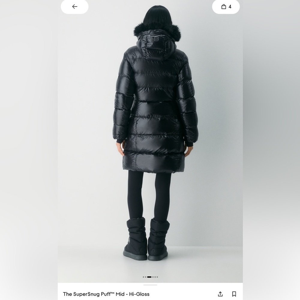 Aritzia: Black gloss SUPER SNUG Puffer mid with Fur (Limited Edition) - Picture 8 of 13